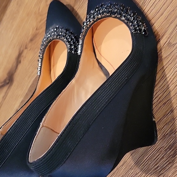 Black Satin Formal Wedge - Picture 2 of 3